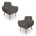 Kit 02 Poltronas Opala em Tecido Grafite com Pés Palito |Promoção| Delliriun