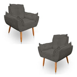 Kit 02 Poltronas Opala em Tecido Grafite com Pés Palito |Promoção| Delliriun