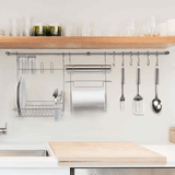 Kit Escorredor com suporte e Barra de Pendurar Cozinha Aço Cromado