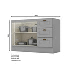 Balcão 2 Portas 3 Gavetas 120cm Branco