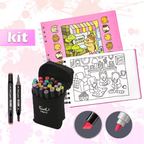 Kit Livro de Colorir Bobbie Goods Capa Dura + Canetinhas Dupla Ponta