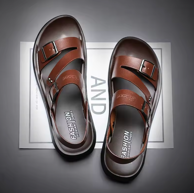 Sandália Masculina Ortopédica de Couro Legítimo [QUEIMA DE ESTOQUE + ENVIO NACIONAL]