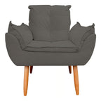 Kit 02 Poltronas Opala em Tecido Grafite com Pés Palito |Promoção| Delliriun